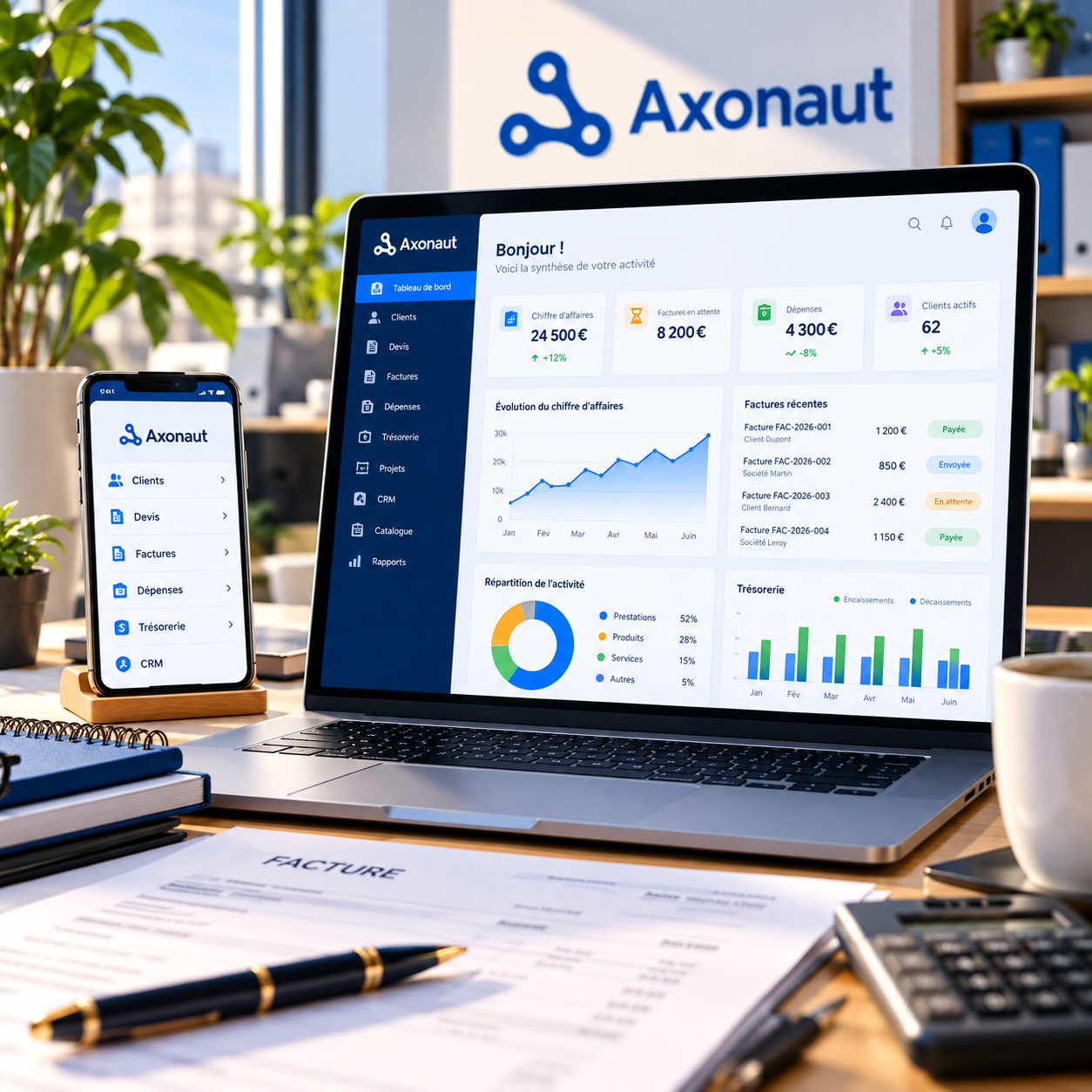 Axonaut pour la facturation électronique et la gestion des TPE et PME